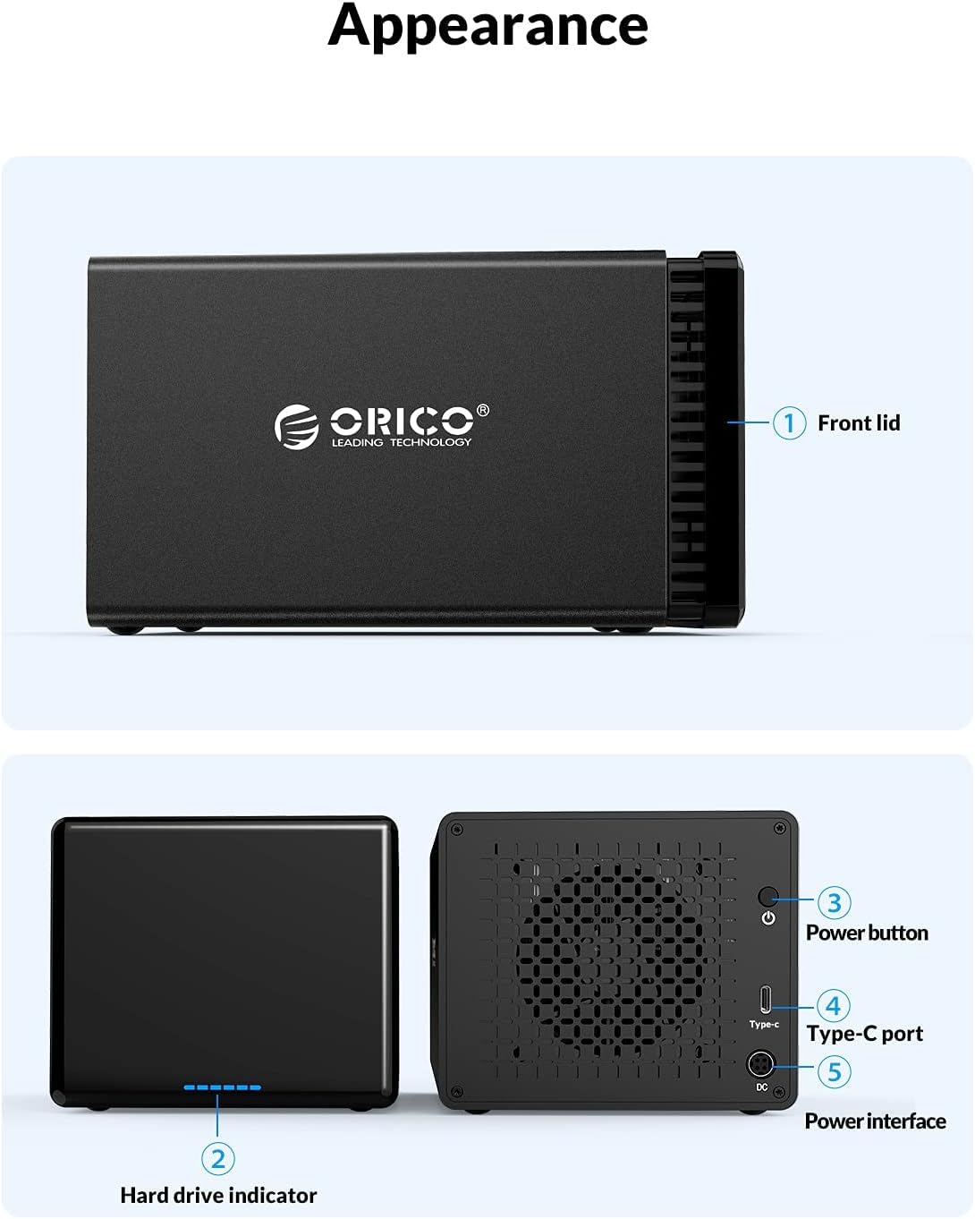 5 Bay Aluminum Type-C SATA III Hard Drive Enclosure A16974