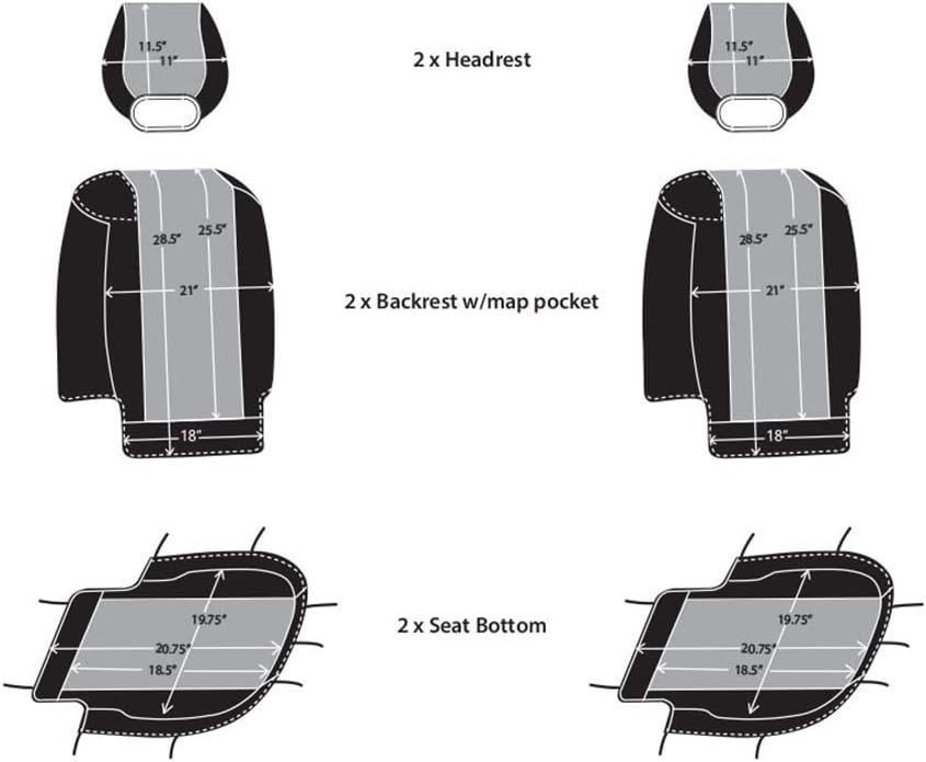 Neoprene Car Front Seat Covers Gray & Black X9873