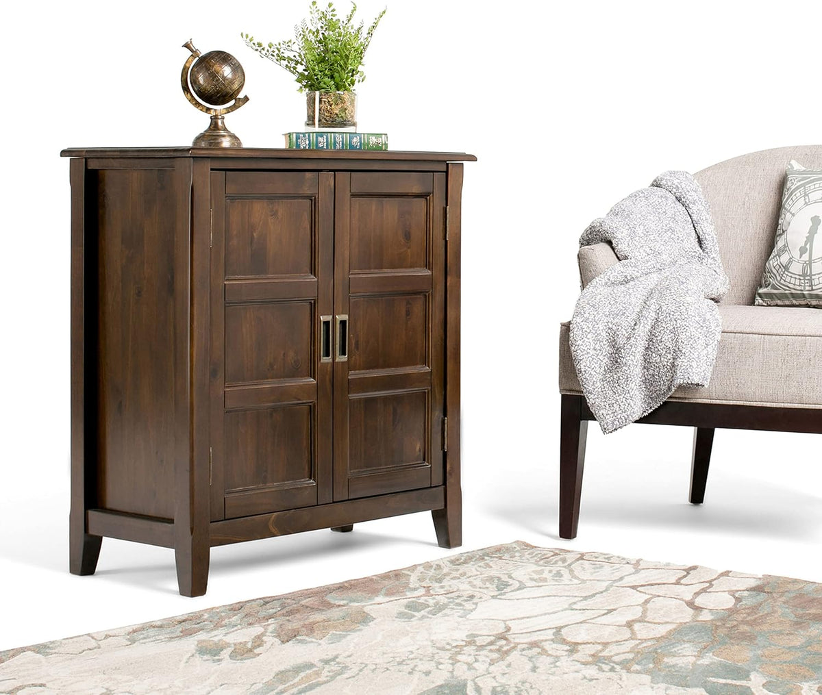 30 inch Wide Mahogany Brown Wood Storage Cabinet with 2 Doors N840854