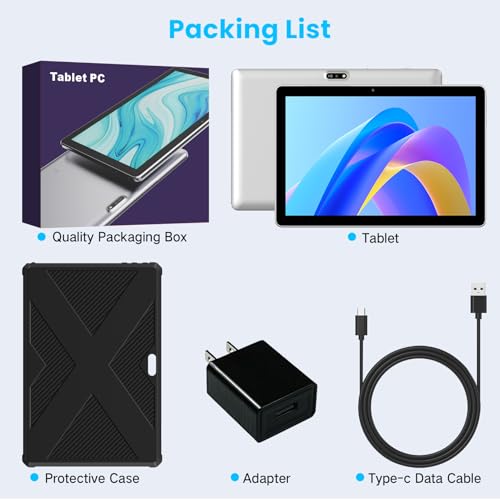 10.1 Inch 4G LTE Tablet with SIM Card Slot, 64GB ROM W760689