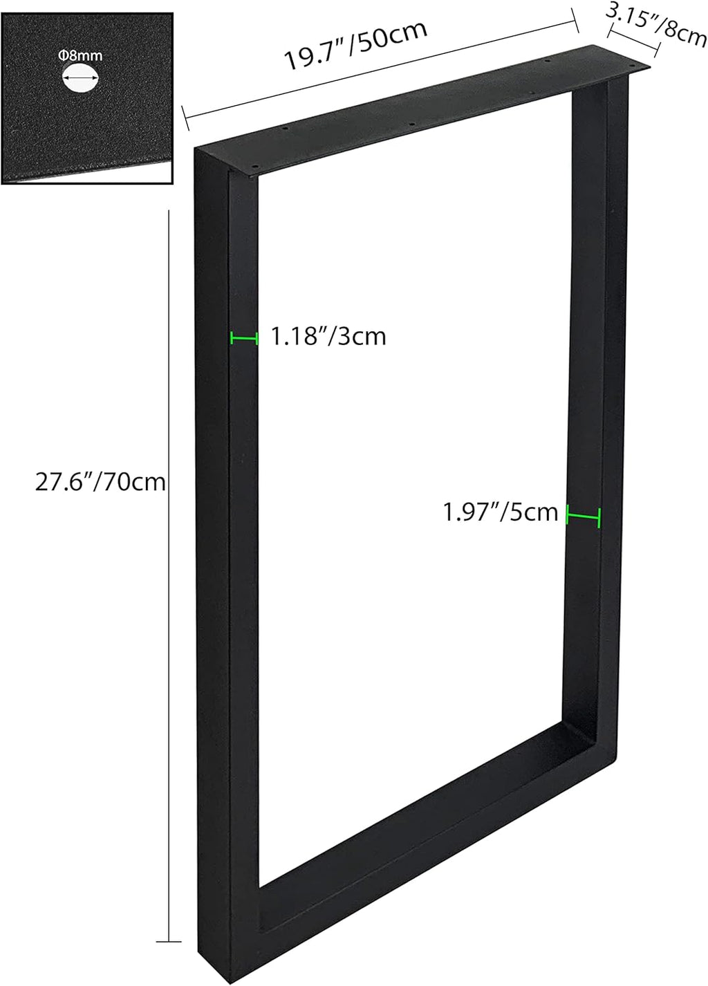 28'' Height 17.7'' Wide Black Metal Table Legs 2 PCS S62506