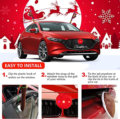 Reindeer Antlers Decoration Kit with Jingle Bells Red Nose Tail W611815