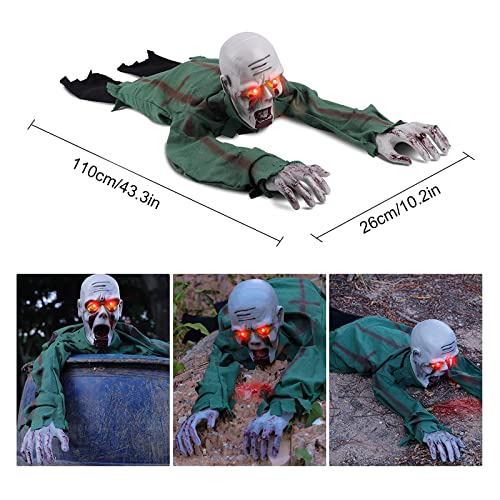 Scary Climbing Zombie Skeleton with Glowing Red Eyes and Creepy Sound Z128