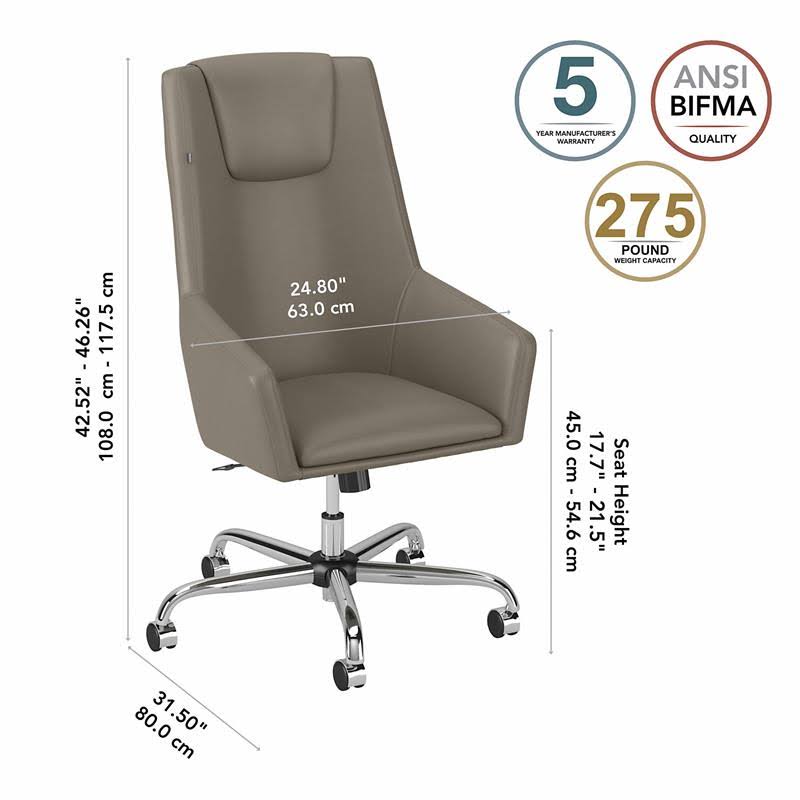 Washed Gray Bonded Leather High Back Box Chair V7278