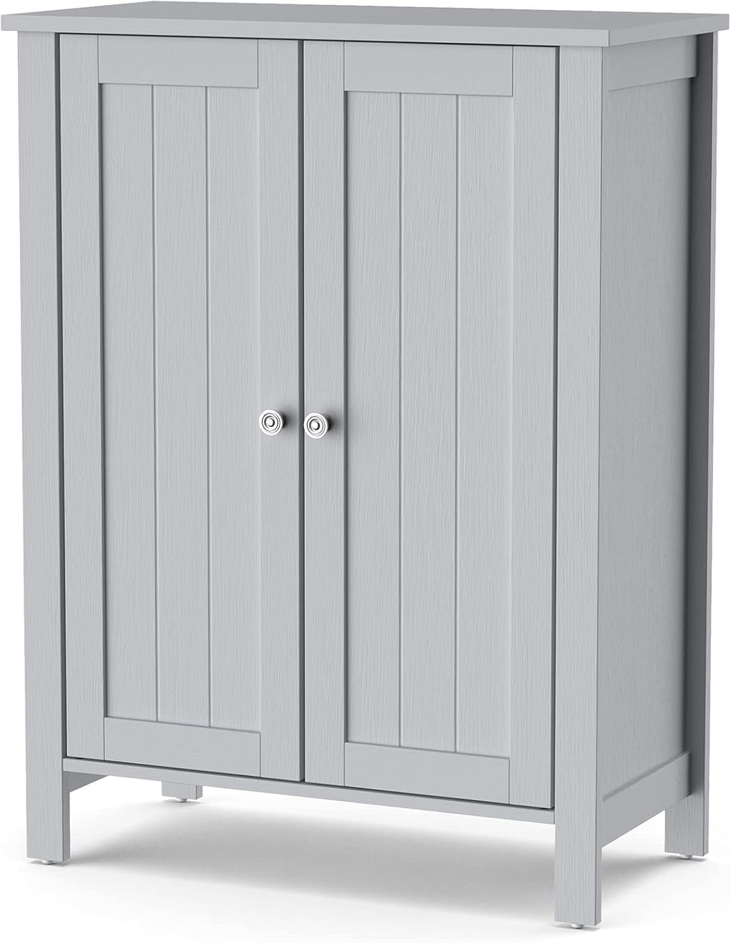 Brown 3 Tier Wooden Bathroom Floor Cabinet with Double Door D958