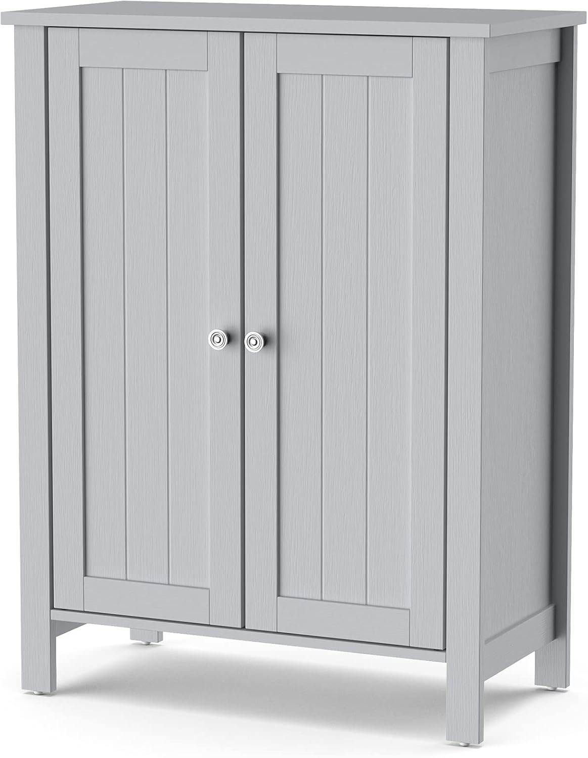 Brown 3 Tier Wooden Bathroom Floor Cabinet with Double Door D958