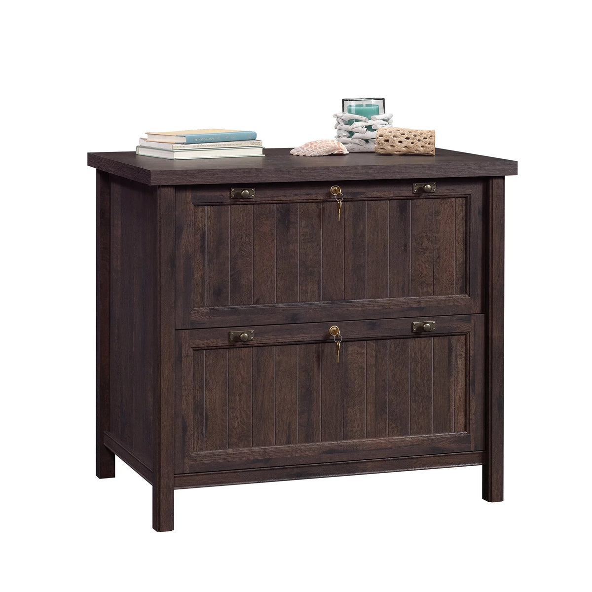 Coffee Oak Lateral File Cabinet S3484