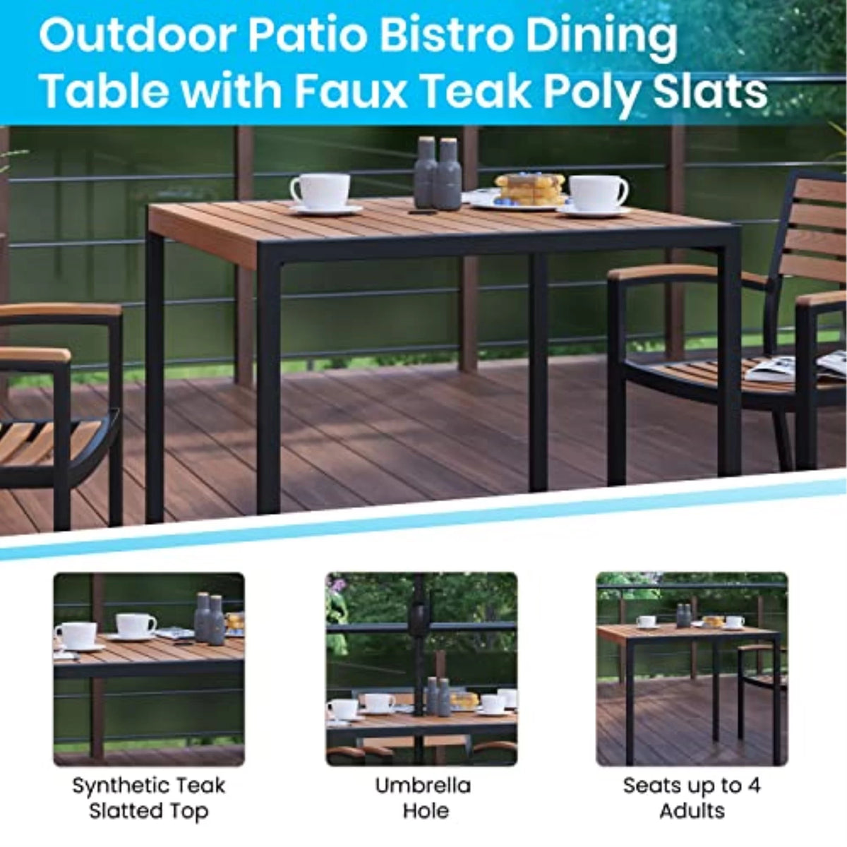 5-Piece Teak Patio Table and Chair Set G5309