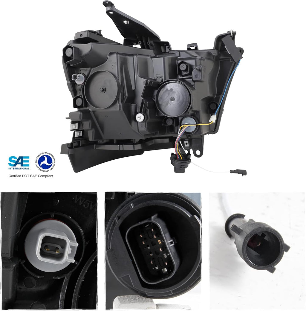 Chrome Housing Dual Projector Full-LED Sequential Light Bar Headlights for Dodge RAM 1500 G453