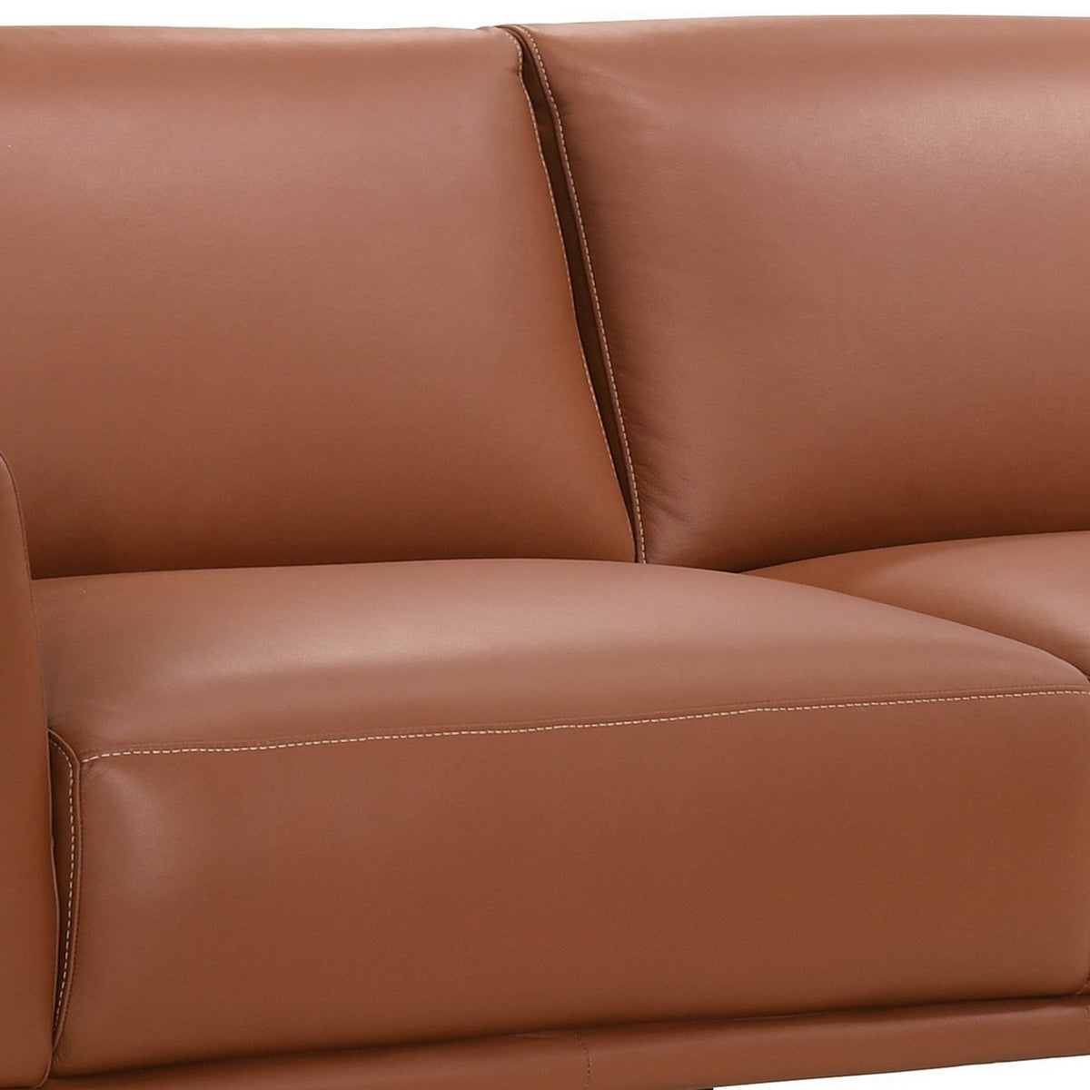 Pink Leather Upholstered Sofa with Track Arms and Contrast Stitching K35737