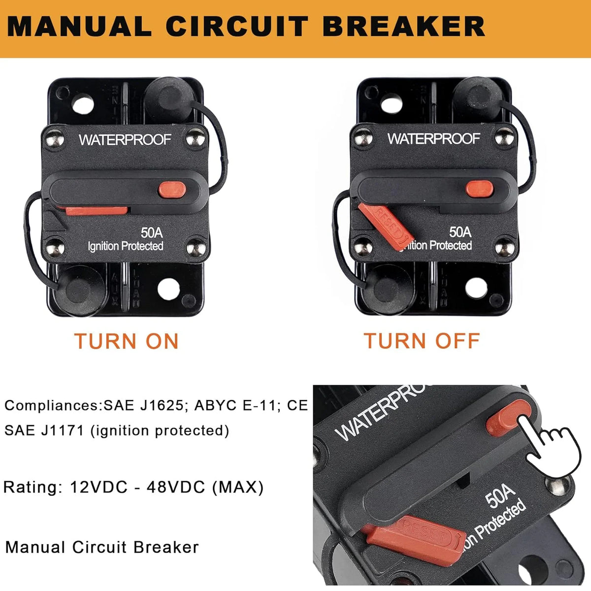 150 Amp Circuit Breaker with Manual Reset Waterproof G278529