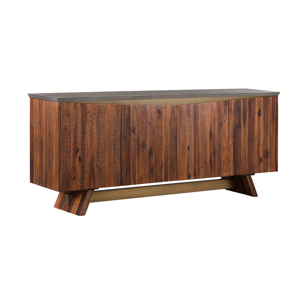 4 Door Acacia Wood and Concrete Sideboard Buffet J4711