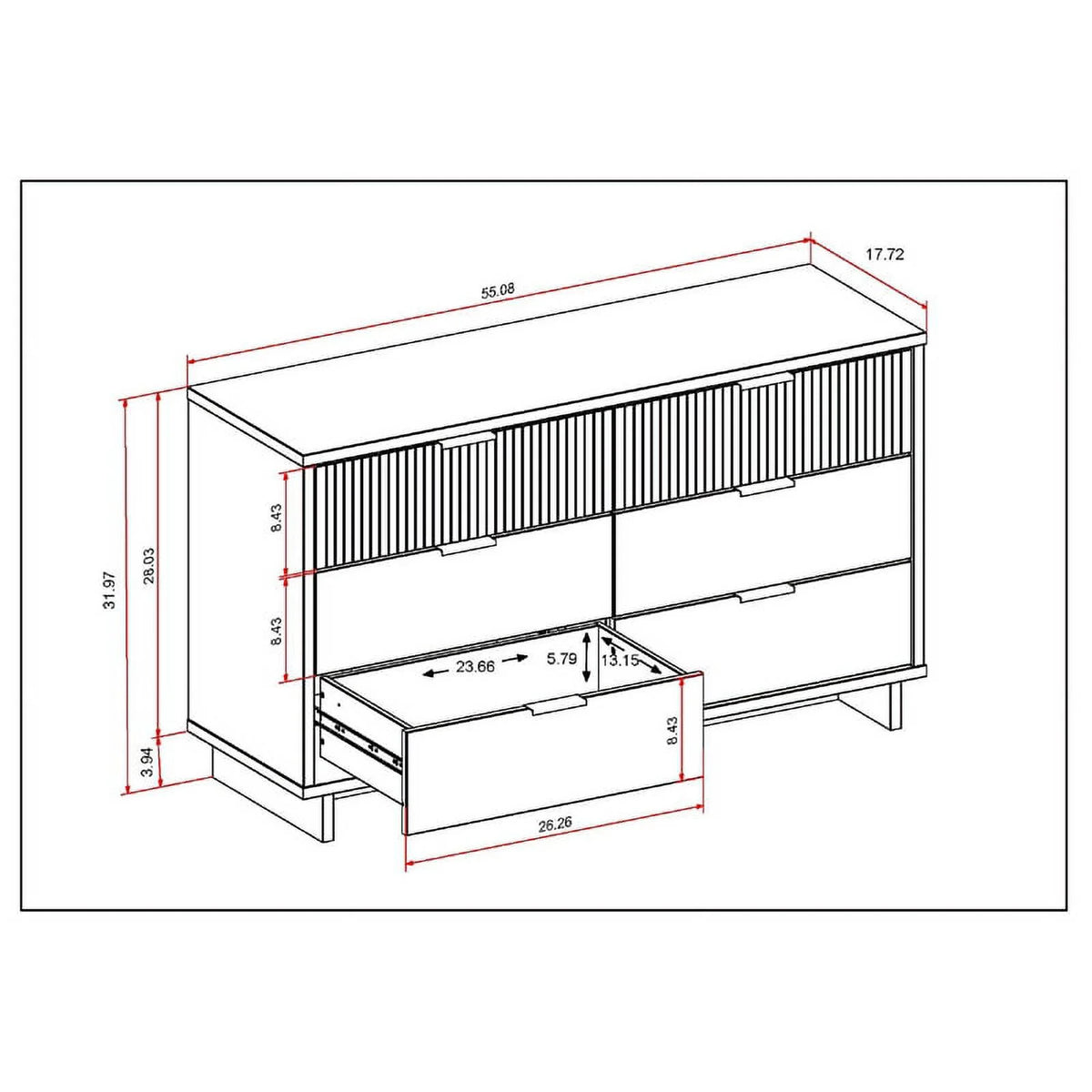 Sage Green Engineered Wood Double Dresser U249626