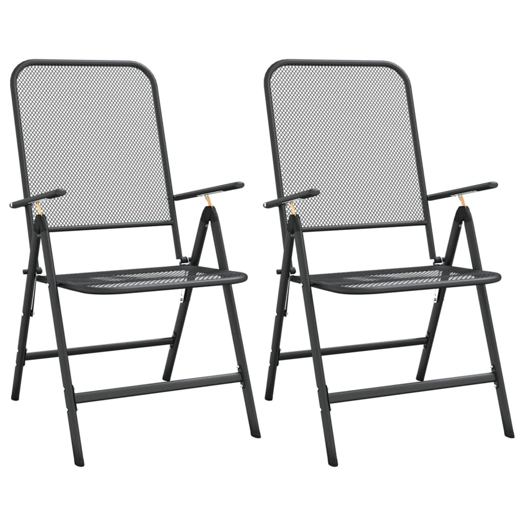 Folding Patio Chairs 2 pcs Metal Mesh Anthracite T16049