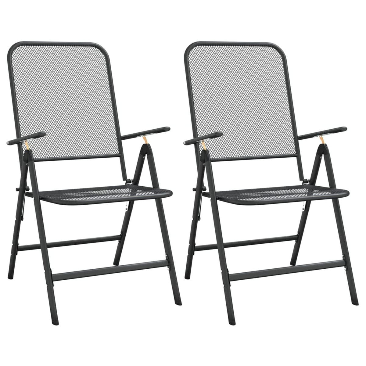 Folding Patio Chairs 2 pcs Metal Mesh Anthracite T16049