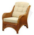 Natural Rattan Wicker Armchair with Cream Cushions J722880