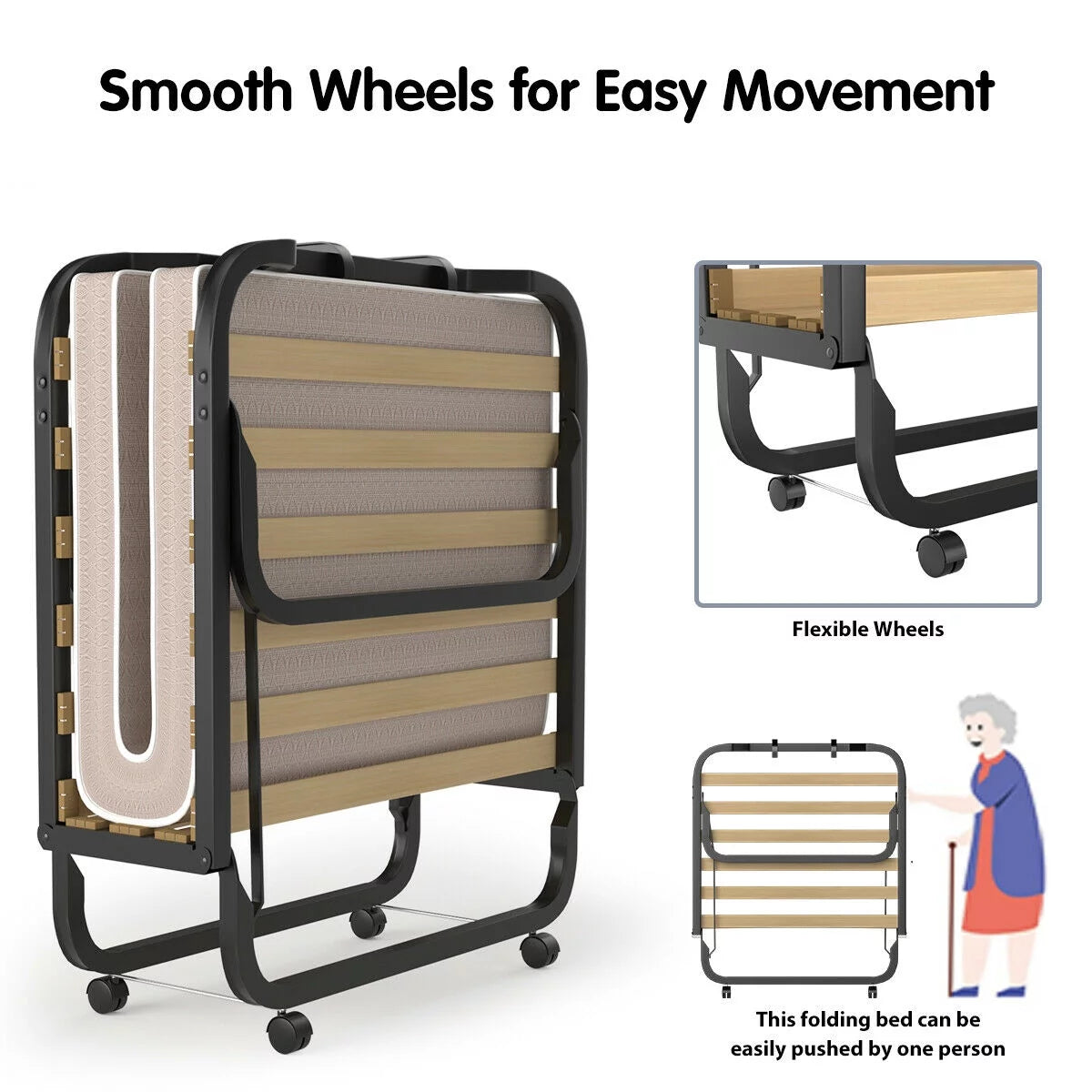 Folding Bed with Memory Foam Mattress G4771