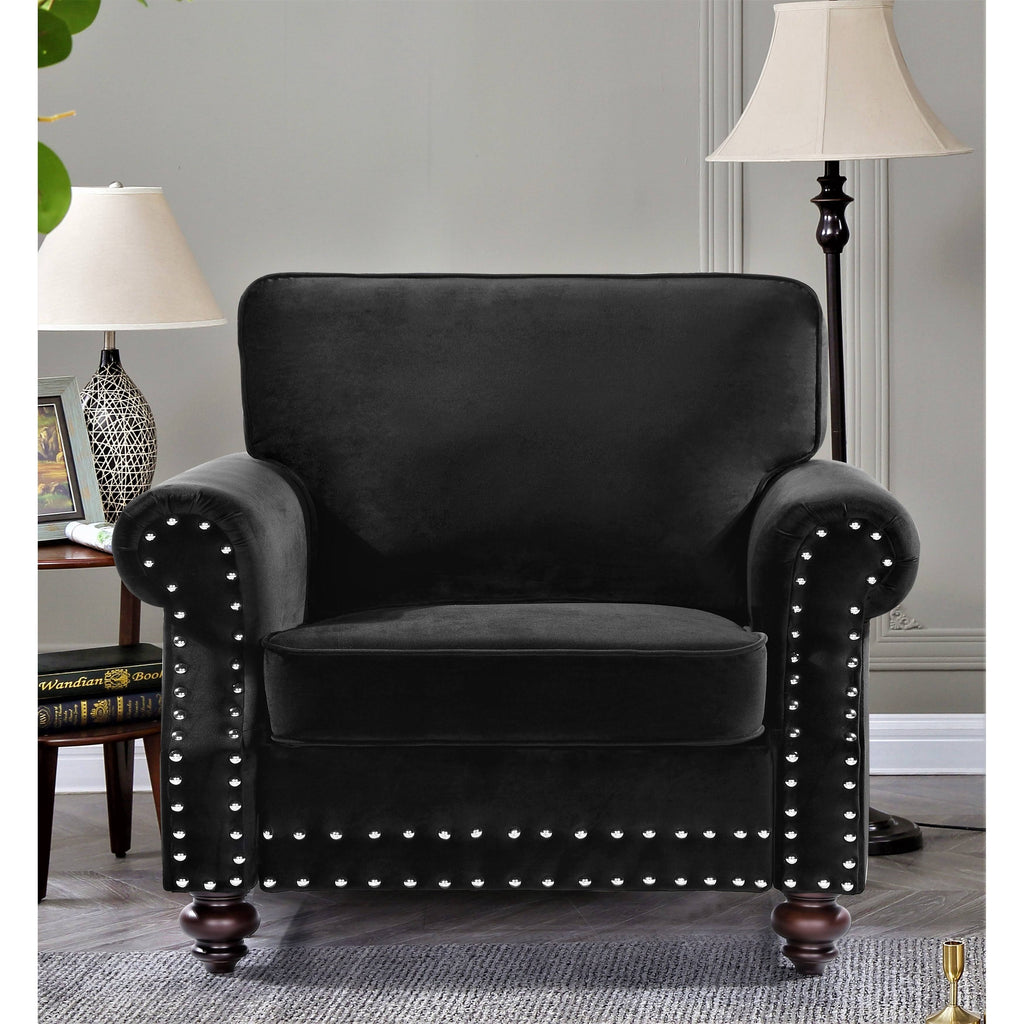 Black Velvet Nailhead Chair V81189