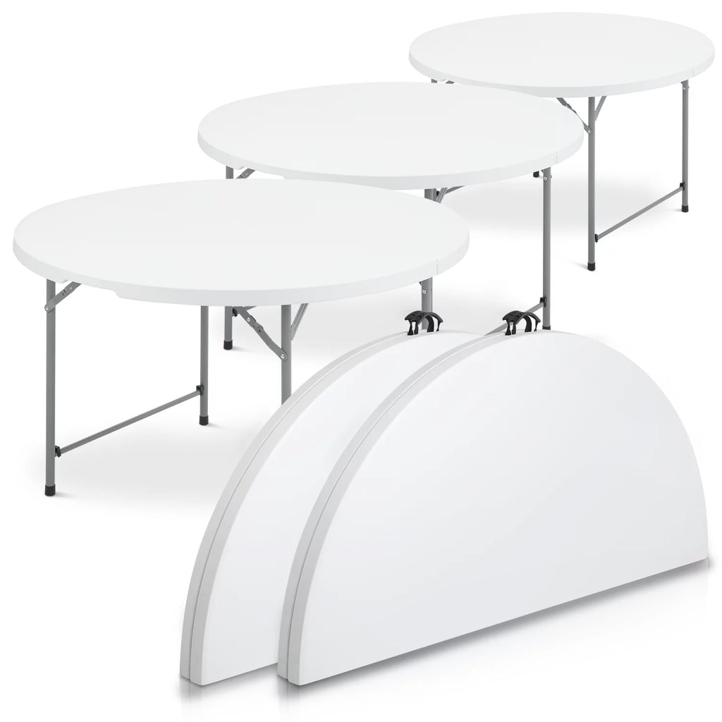 4Ft White Plastic Foldable Table Set of 5 S3800