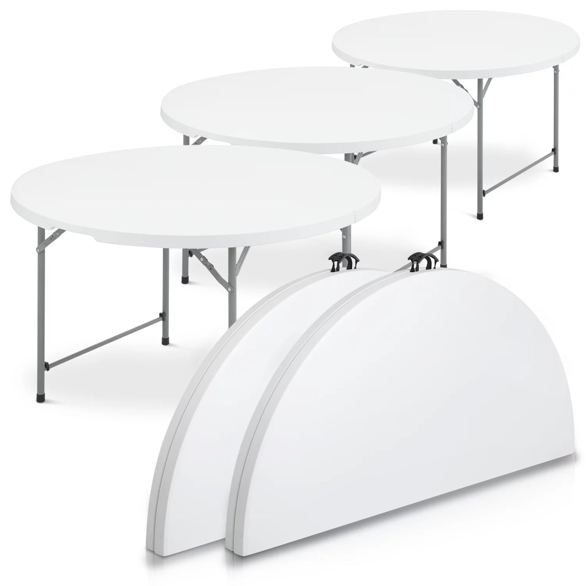 4Ft White Plastic Foldable Table Set of 5 S3800