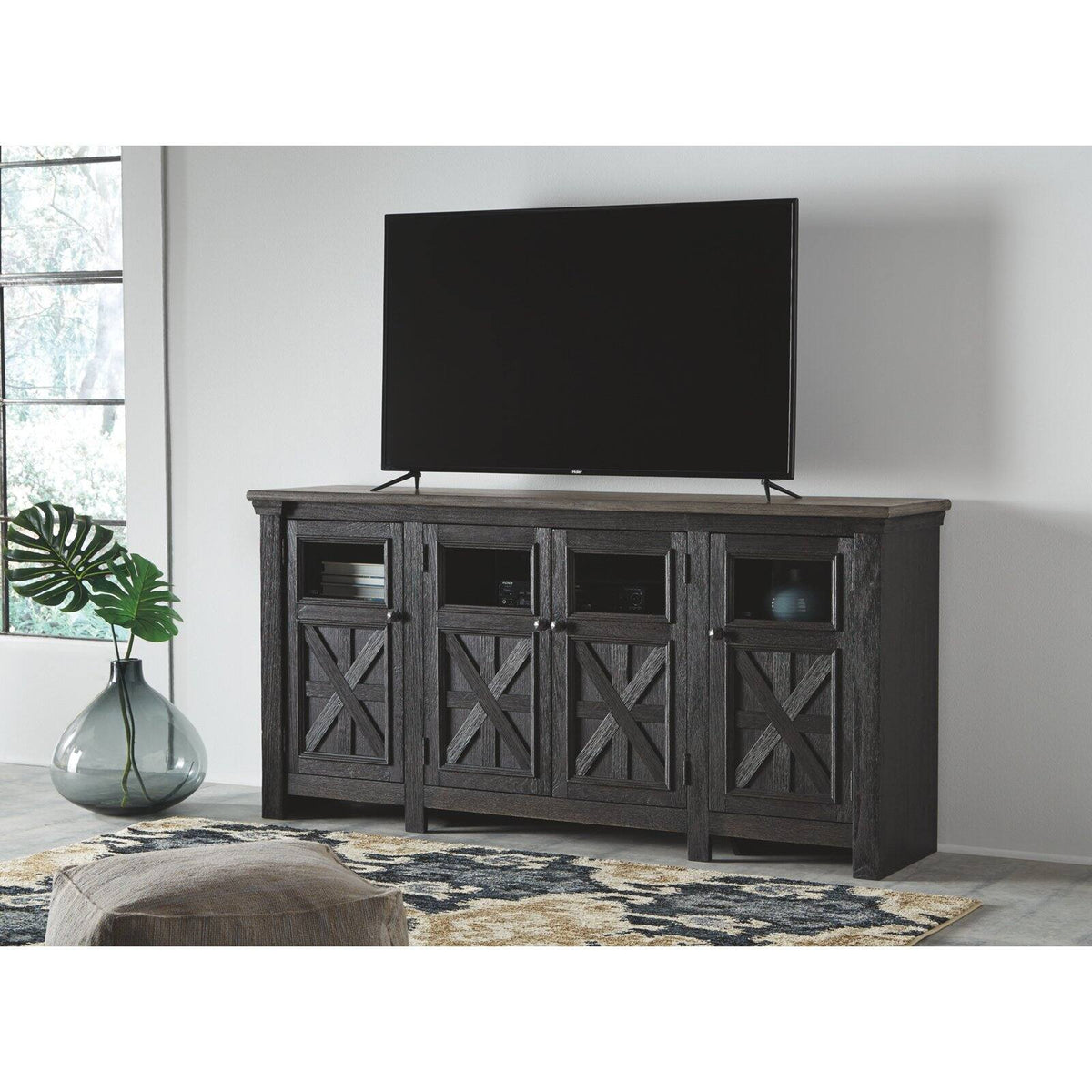74" TV Stand in Black and Gray K5077