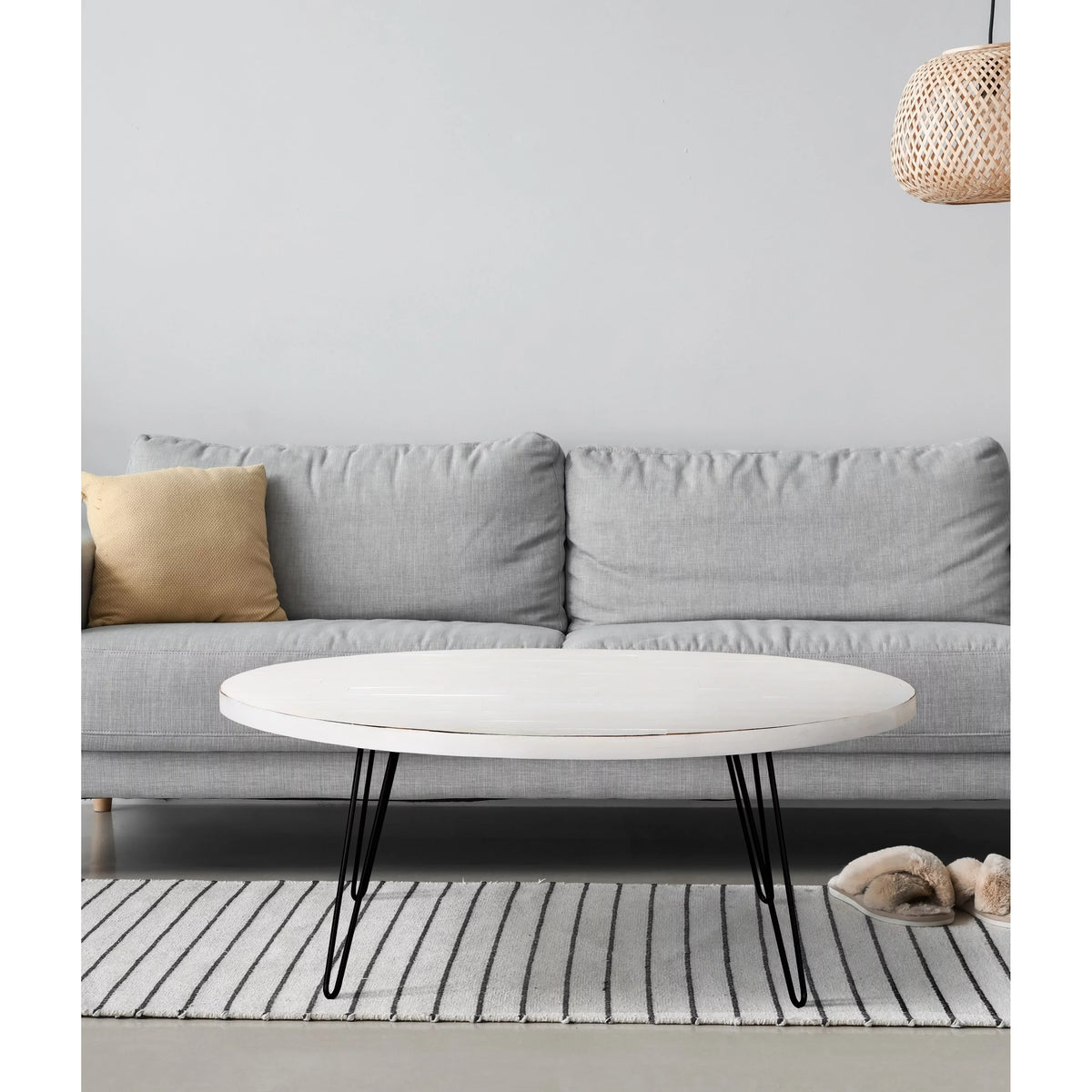 White Wood Oval Cocktail Table L147425