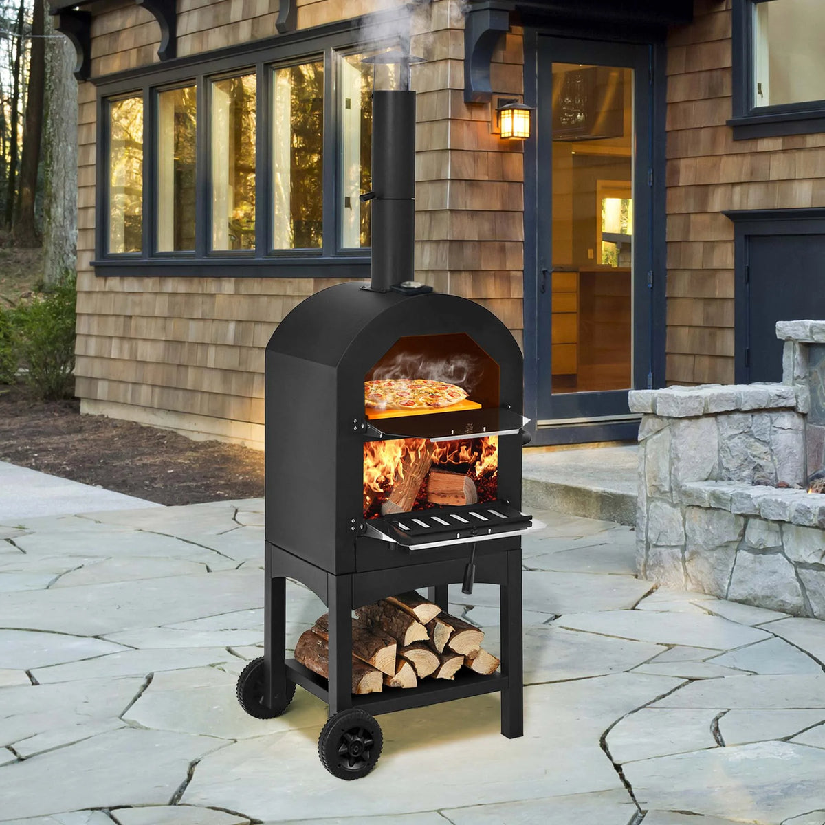 Outdoor Wood Fire Pizza Oven with Pizza Stone F13598