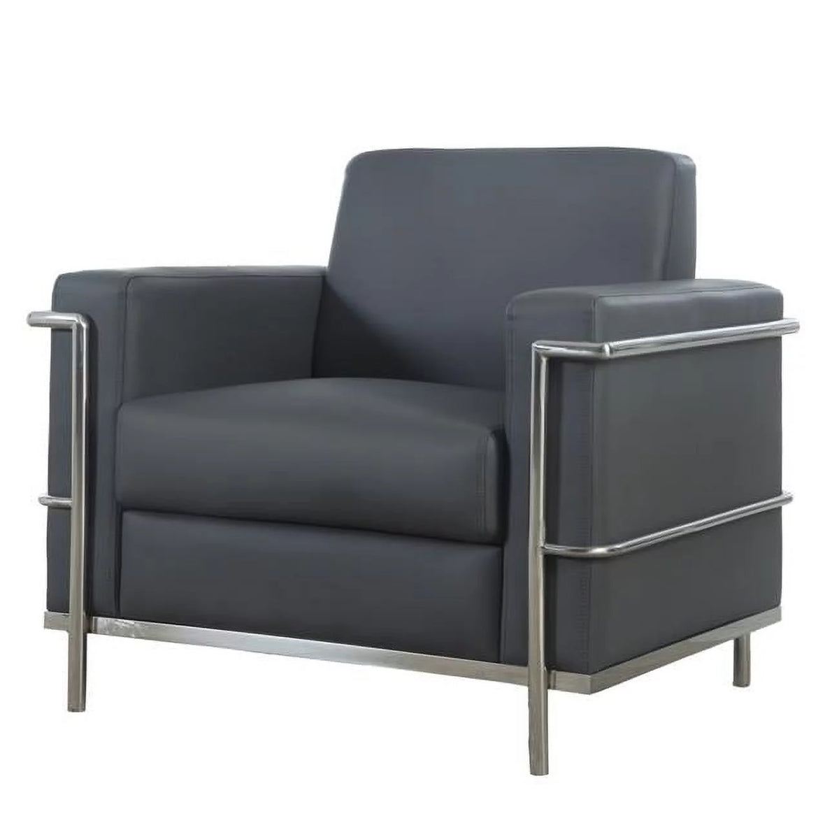 Dark Gray Faux Leather Accent Chair U83846