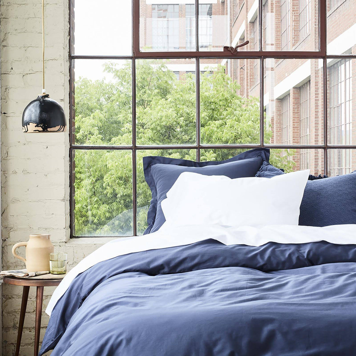 Moonlight Blue Organic Sateen Fitted Sheet L7011