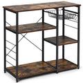 Industrial Kitchen Baker's Rack Microwave Stand Utility Storage Shelf with 6 Hooks Steel Black A13338