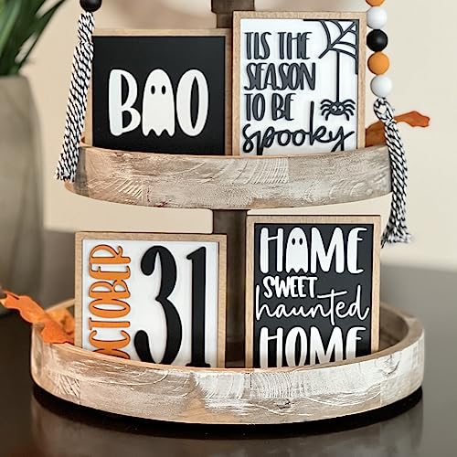 7 Pcs Halloween Themed Tiered Tray Decor Set Z56289