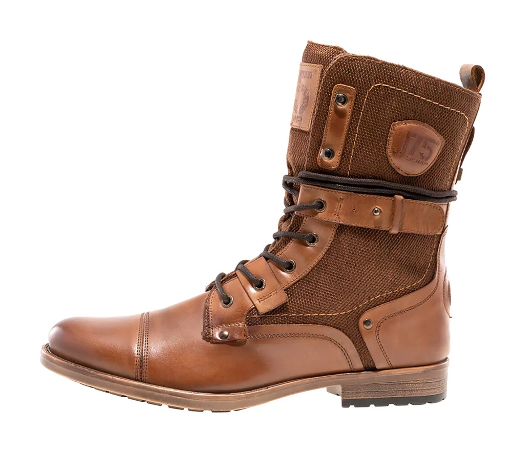 Light Weight Mid-calf Cap-toe Lace-up Combat Boots J949