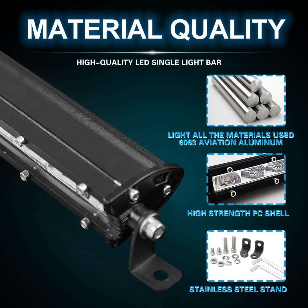 26 inch LED Light Bar Super Slim Single Row Spot Flood Combo Beam 12V 24V Off Road Work Light Pack of 2 G24676