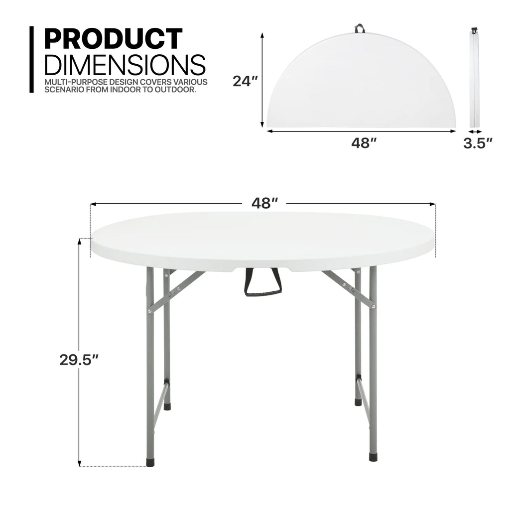 4Ft White Plastic Foldable Table Set of 5 S3800