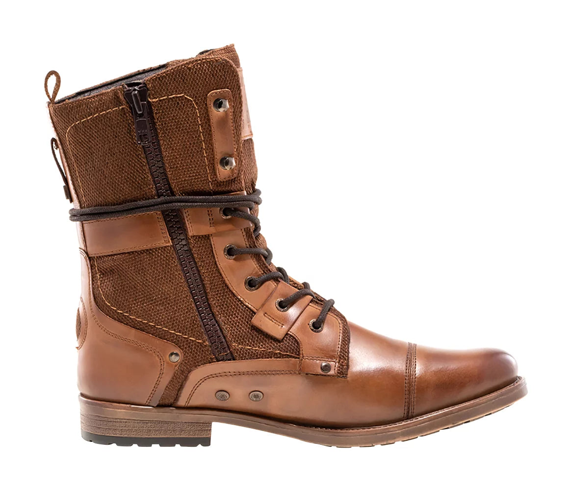 Light Weight Mid-calf Cap-toe Lace-up Combat Boots J949