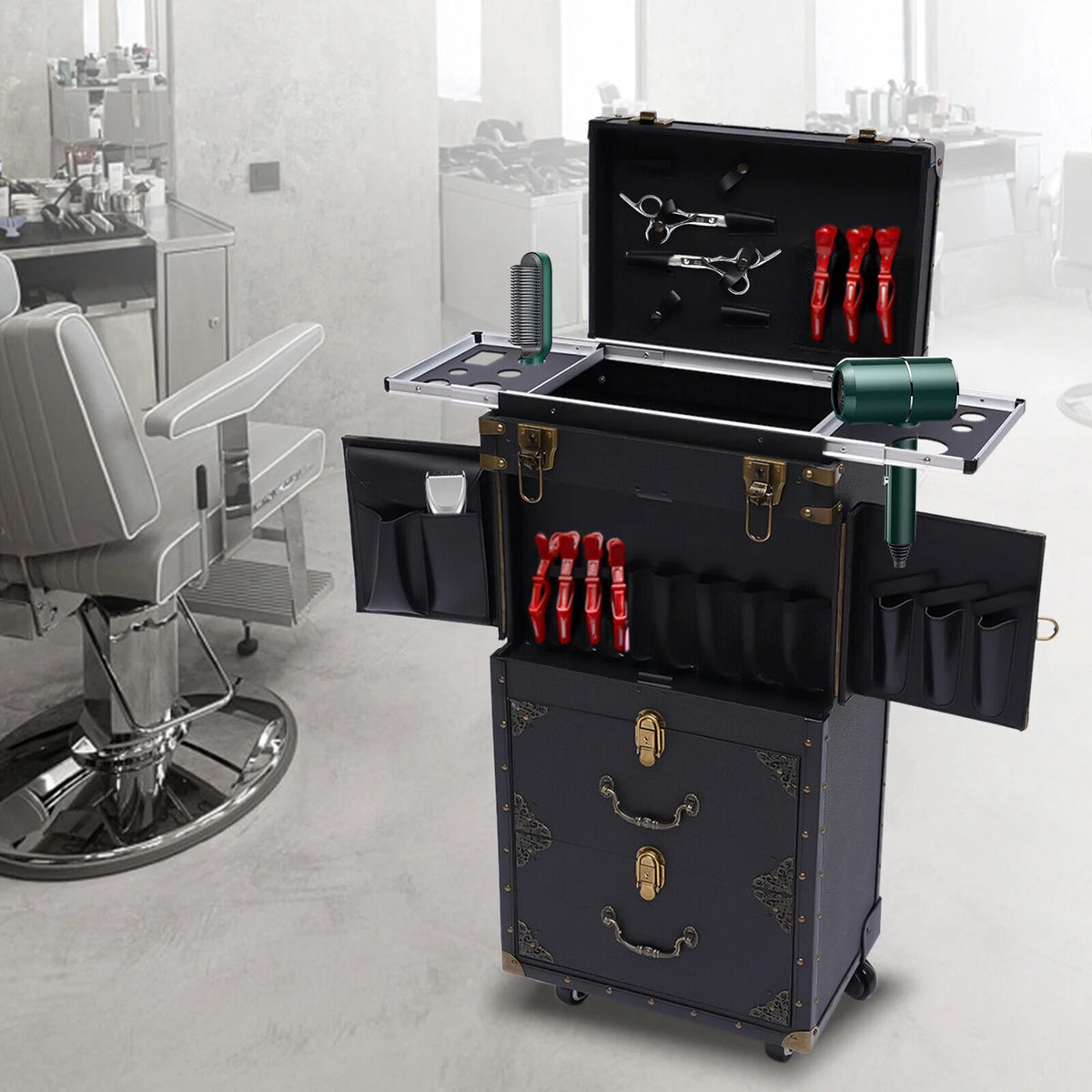 Portable Rolling Makeup Train Case Cosmetic Organizer P14197