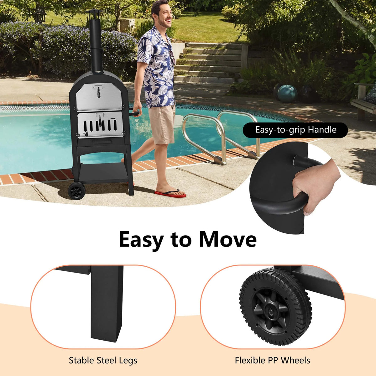 Outdoor Wood Fire Pizza Oven with Pizza Stone F13598