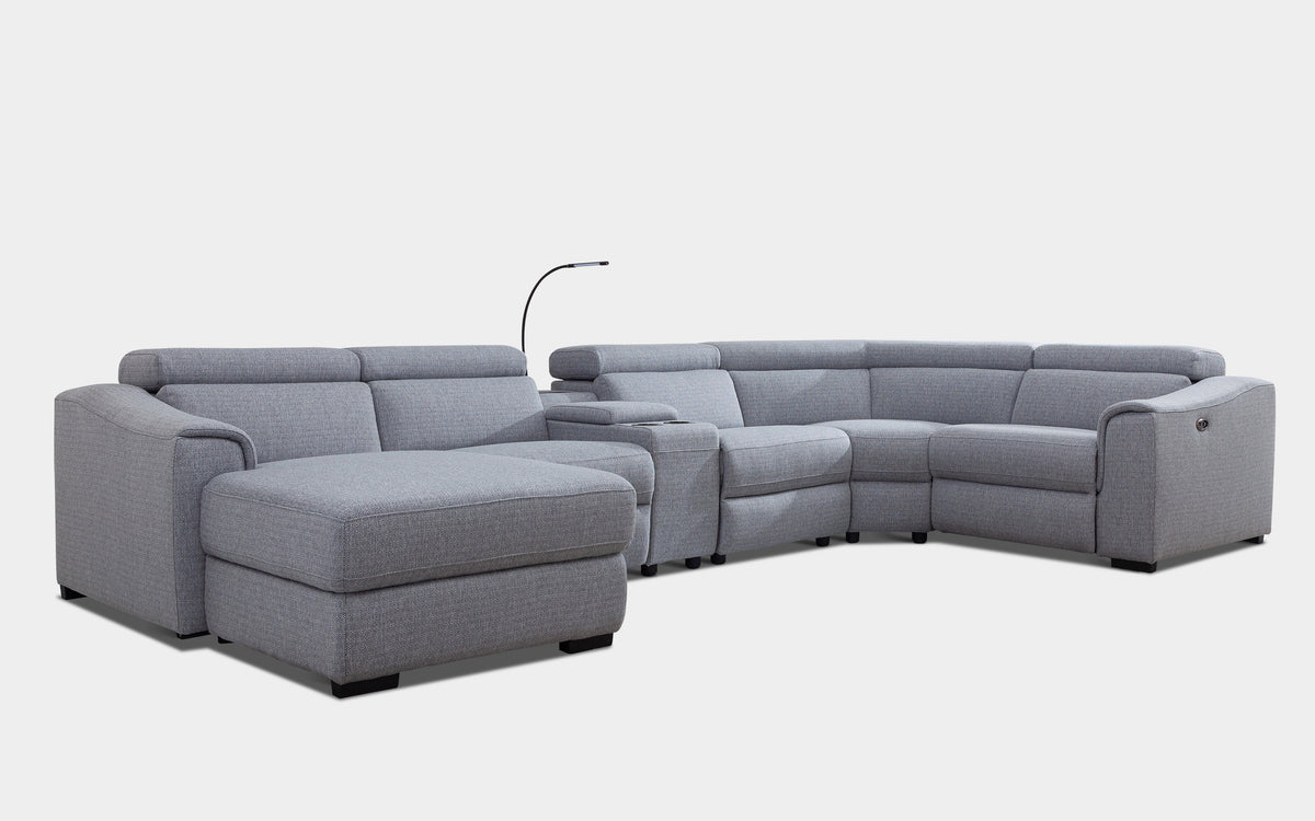 Light Grey 6 Pc Reclining Sectional with Left Hand Facing Chaise D8172