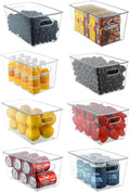 8 Pack Large Clear Fridge Organizer Bins with Lids and Handles Y161516