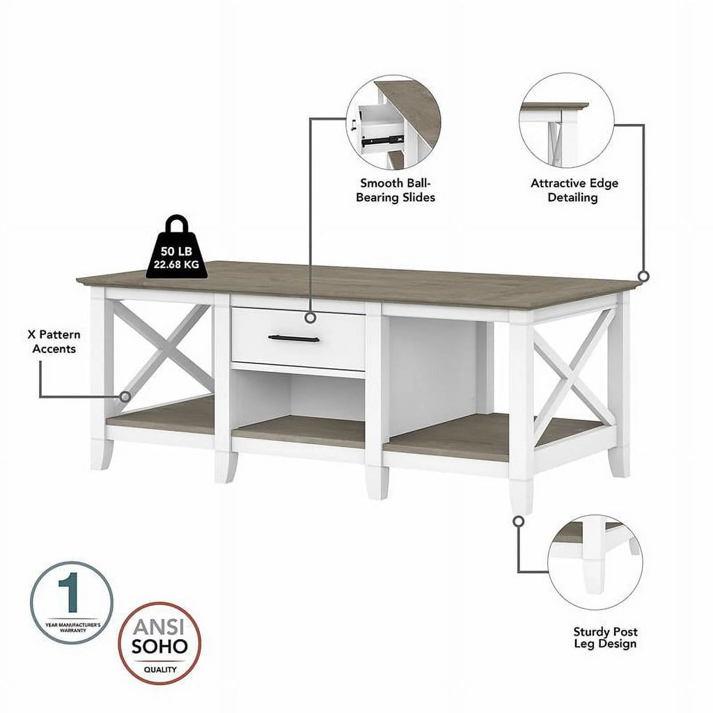 White and Gray Engineered Wood Coffee Table with End Tables U86312