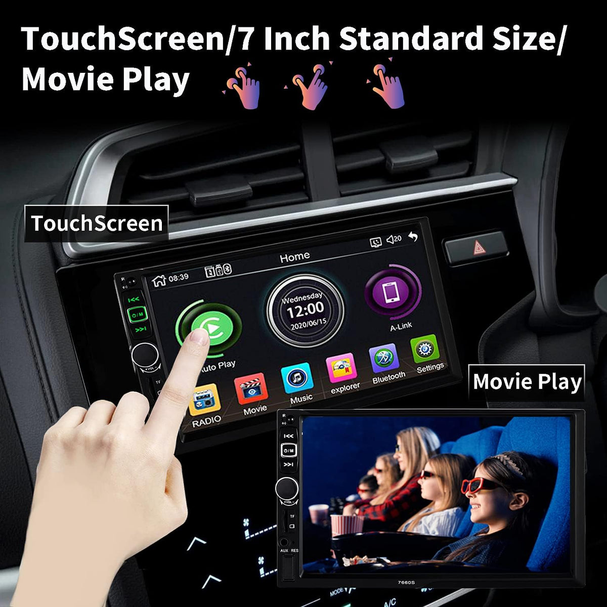 7-Inch Double Din Car Stereo Receiver with Touchscreen M710027