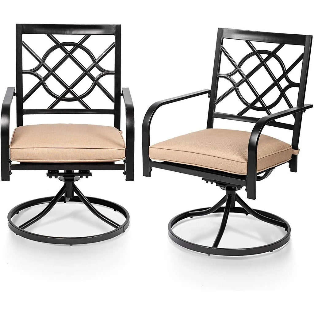 Outdoor Patio Metal Swivel Rocker Dining Chairs Set of 2 P63228