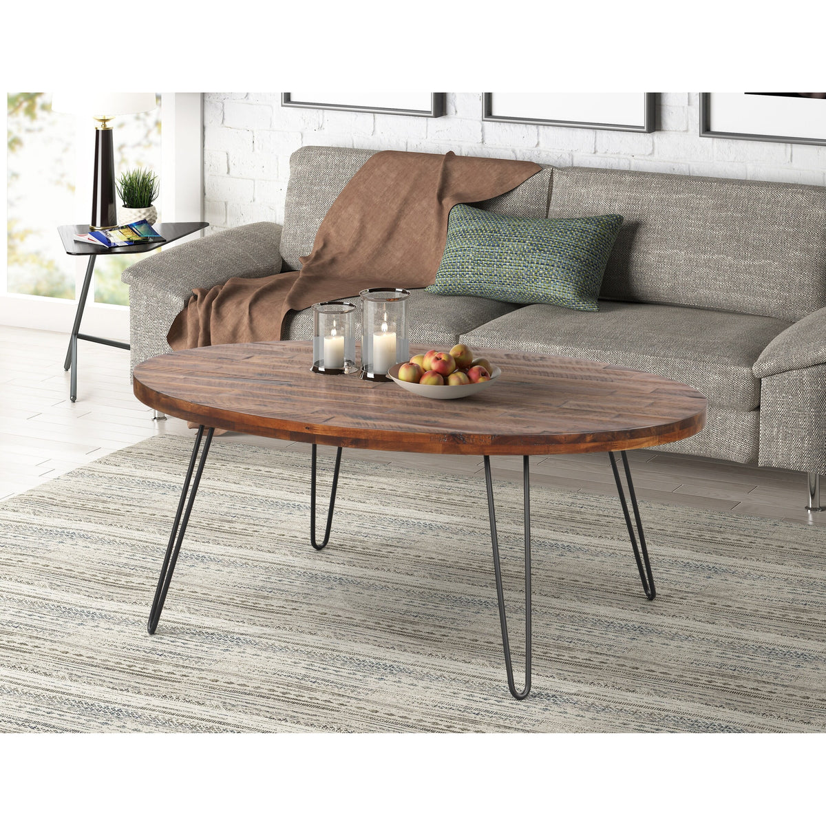 White Wood Oval Cocktail Table L147425