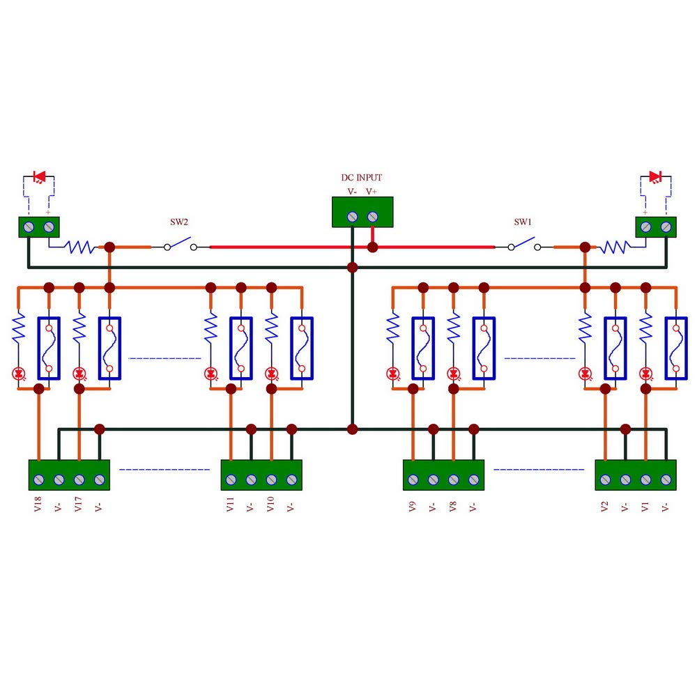 18 Channels 12V 24V 20A Power Distribution Fuse Module P982