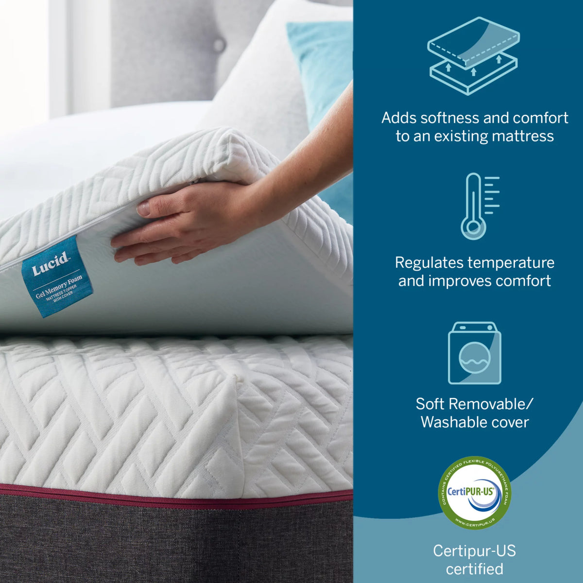 2" Cooling Gel Memory Foam Mattress Topper with Cover, Full D835235