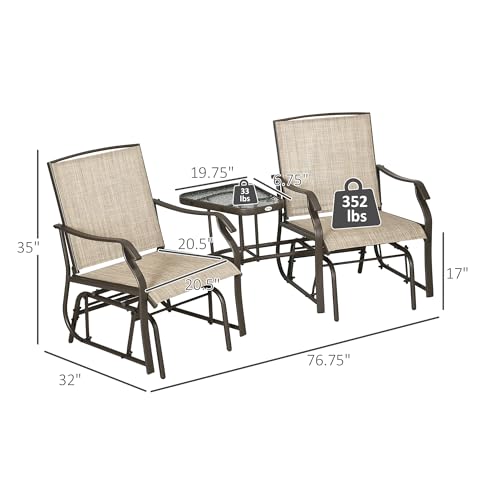 Gray 2-Seat Outdoor Glider Chair with Coffee Table F37901