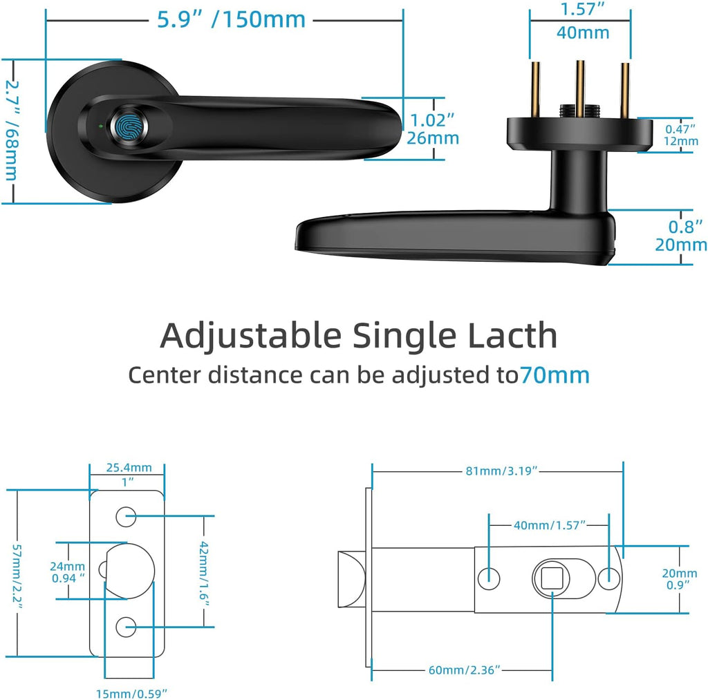 Fingerprint Door Lock, Keyless Entry Door Knob, Pack of 2 R15200