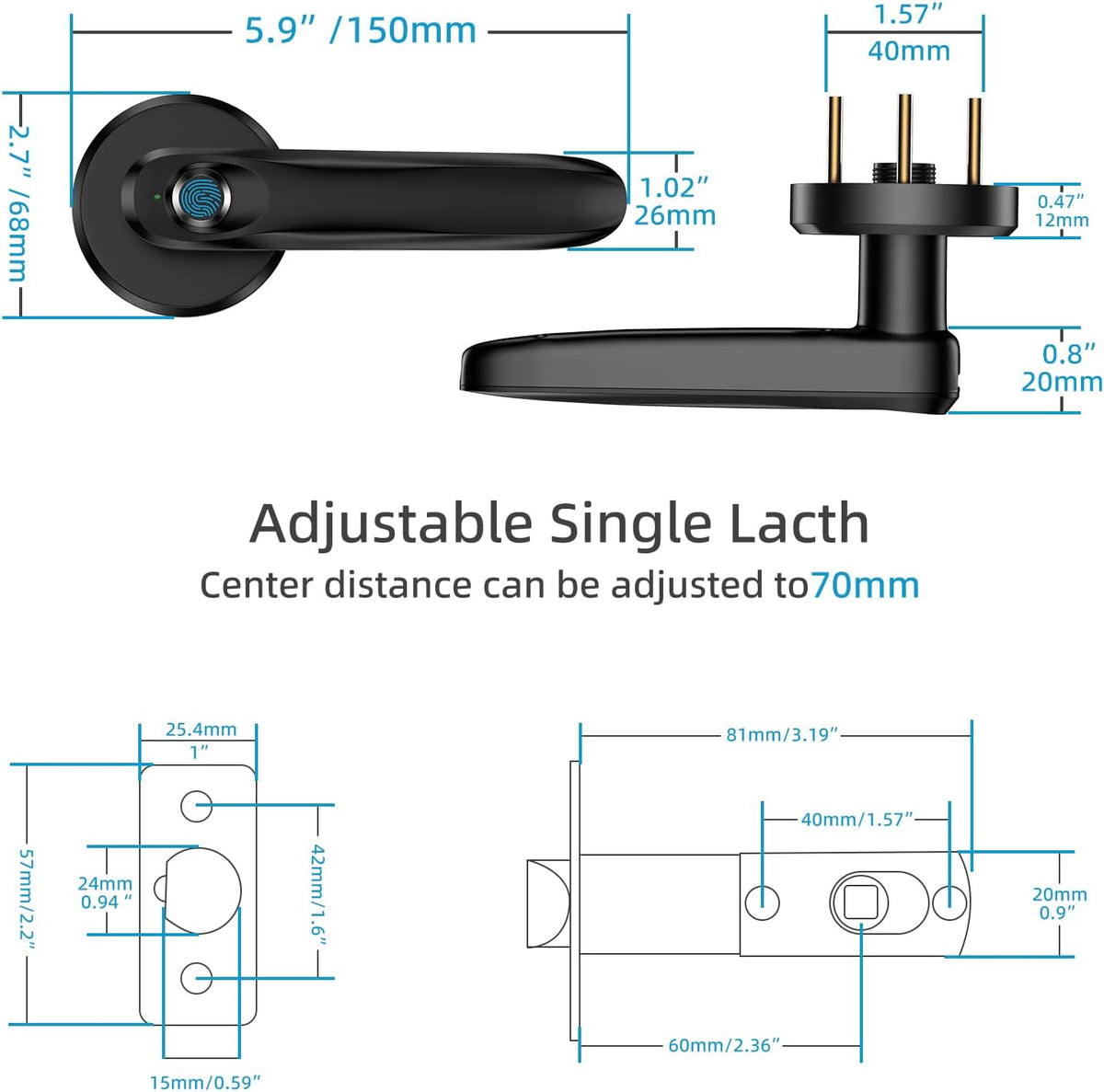 Fingerprint Door Lock, Keyless Entry Door Knob, Pack of 2 R15200
