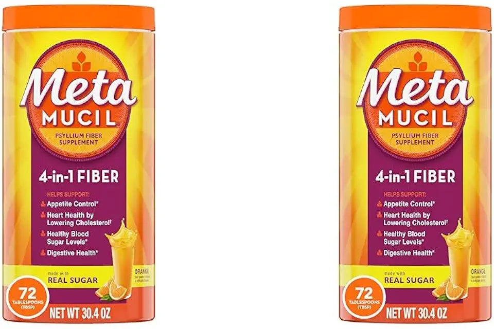 Orange Smooth Flavored Psyllium Fiber Supplement Powder 72 Servings 1.9 Pound Pack of 2 X34709