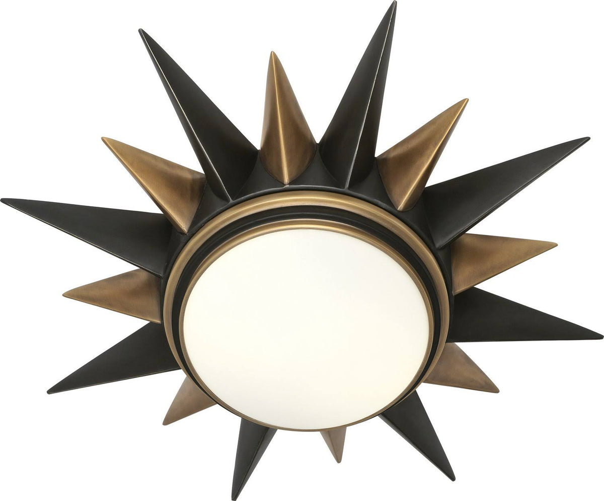 Two Light Flushmount in Deep Patina Bronze with Warm Brass D39374